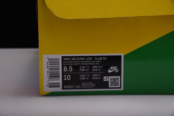 nike sb dunk low pro club 58 gulf x we club bq6817-401