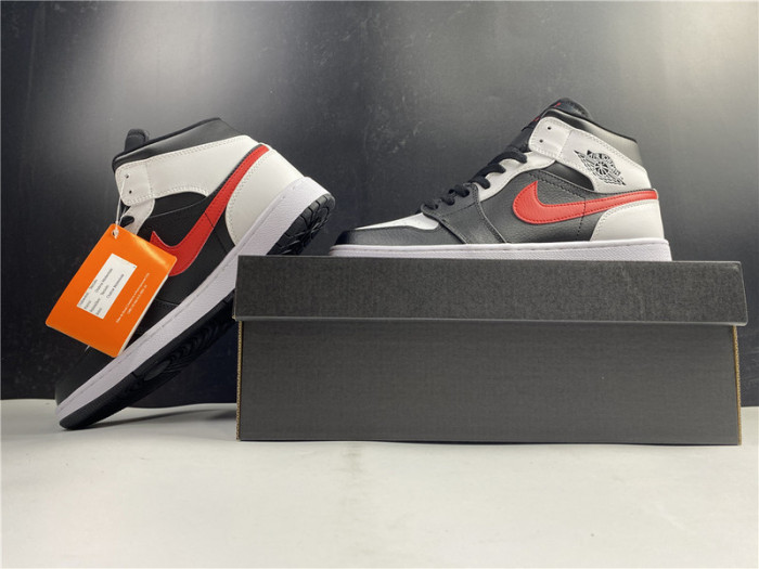 air jordan 1 mid black chile red white 554724-075