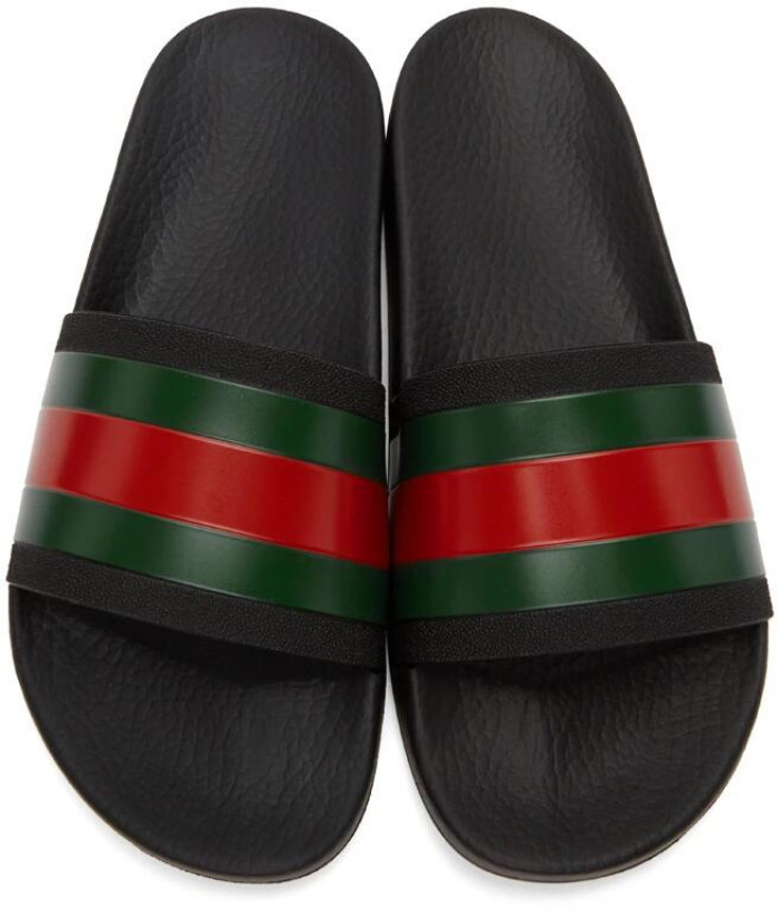 g*u*i slides sandals with green