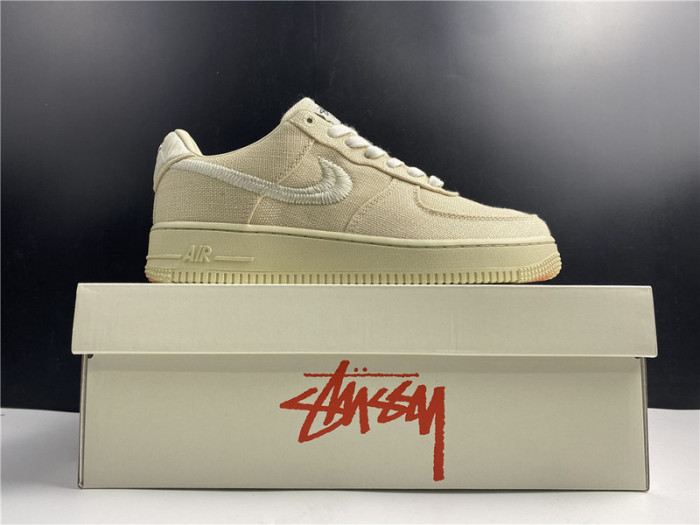 stussy x nike air force 1 low “fossil stone” cz9084-200